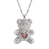 Lovely Bear Pendant Necklace for Women Stainless Steel Jewelry Gift