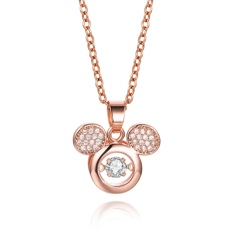 Flash Swing Diamond Pendant Lovely Mouse Necklaces for Women