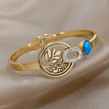 316L Stainless Steel Tree of Life Charm Bangle Bracelet for Women