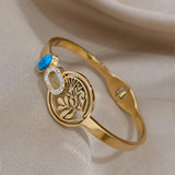 316L Stainless Steel Tree of Life Charm Bangle Bracelet for Women