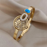 316L Stainless Steel Tree of Life Charm Bangle Bracelet for Women