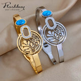 316L Stainless Steel Tree of Life Charm Bangle Bracelet for Women