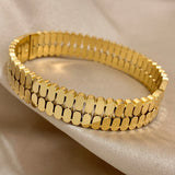 316L Stainless Steel Double Row Hollow Geometric Bracelet Bangles for Women