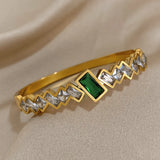 Geometric Green Zircon Bracelet Bangle for Women