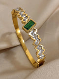 Geometric Green Zircon Bracelet Bangle for Women