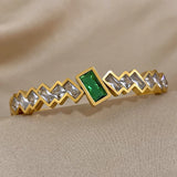 Geometric Green Zircon Bracelet Bangle for Women