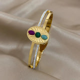 Boho Shell Stone Steel Bangles Bracelets 18K Jewelry
