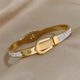 Charm Belt Buckle Pendant Stainless Steel Bangles Bracelets