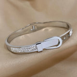 Charm Belt Buckle Pendant Stainless Steel Bangles Bracelets