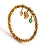Green Crystal Heart Charm Bangles Bracelet for Women