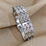 Charm Leaf Wide Bangle Bracelet Stainless Steel Jewelry