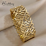 Chunky Charm Leaf Stainless Steel Bracelet Waterproof Jewelry