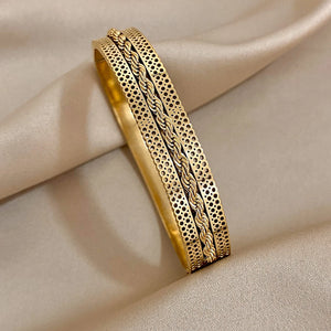 Chunky Wide Stainless Steel Bangle Bracelets for Women Men