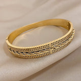 Chunky Wide Stainless Steel Bangle Bracelets for Women Men