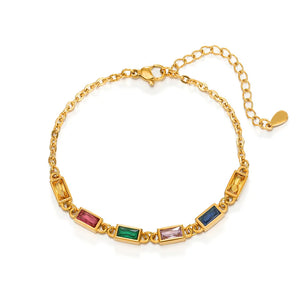 316L Stainless Steel Multicolor Zircon Bracelets For Women Girls