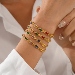 316L Stainless Steel Multicolor Zircon Bracelets For Women Girls