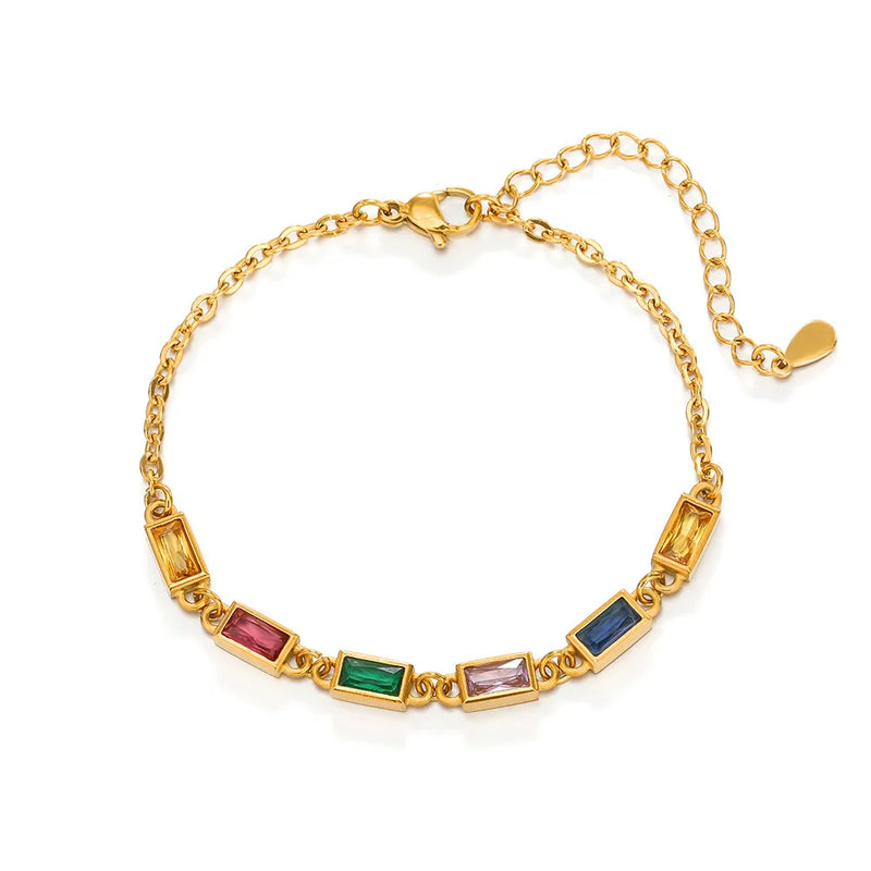 316L Stainless Steel Multicolor Zircon Bracelets For Women Girls
