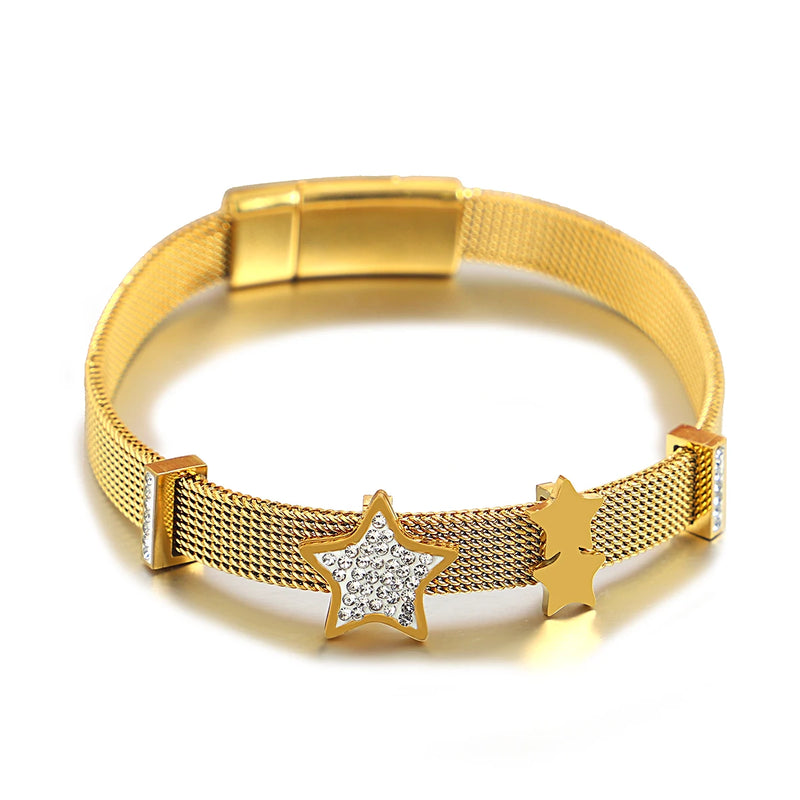 Stars Stainless Steel Strap Bracelets Silver Wrap Bracelets