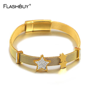 Stars Stainless Steel Strap Bracelets Silver Wrap Bracelets
