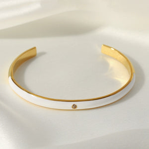 Zircon Enamel Stainless Steel Bangles for Women