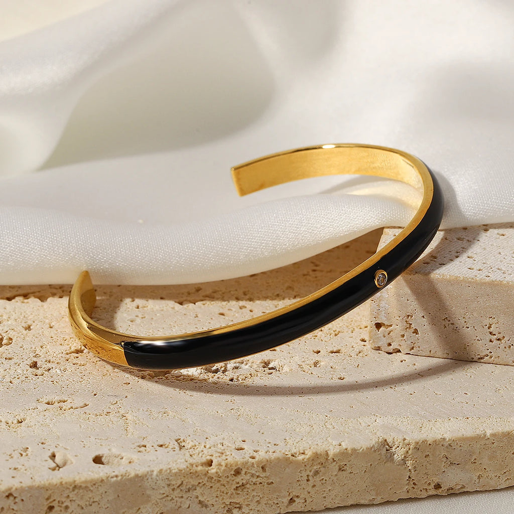 Zircon Enamel Stainless Steel Bangles for Women