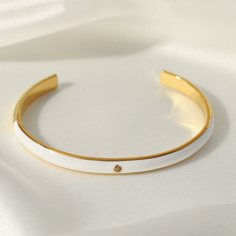 Zircon Enamel Stainless Steel Bangles for Women