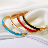 Zircon Enamel Stainless Steel Bangles for Women