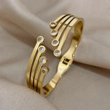 Zirconia Geometric Steel Bangles for Women