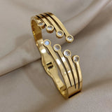 Zirconia Geometric Steel Bangles for Women