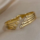 Zirconia Geometric Steel Bangles for Women