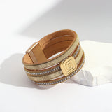 Women's Boho Multilayer Leather Heart Charm Bracelet