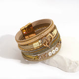 Women's Boho Multilayer Leather Heart Charm Bracelet