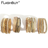Women's Boho Multilayer Leather Heart Charm Bracelet