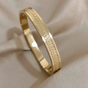 Golden Stainless Steel Rune Charm Bangles Bracelet for Women