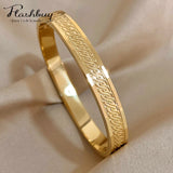 Golden Stainless Steel Rune Charm Bangles Bracelet for Women