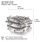Multilayer Leather Bracelets for Women with Alloy Beads and Rhinestone Chain
