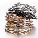 Multilayer Leather Bracelets for Women with Alloy Beads and Rhinestone Chain