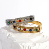 Multicolor Crystal Stainless Steel Bangles for Women