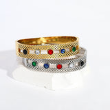 Multicolor Crystal Stainless Steel Bangles for Women