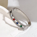 Multicolor Crystal Stainless Steel Bangles for Women