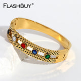 Multicolor Crystal Stainless Steel Bangles for Women
