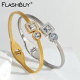 Zircon Stainless Steel Bangles Charm Jewelry