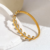 Leaf Rhinestone Bangle Bracelet for Women