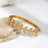 Leaf Rhinestone Bangle Bracelet for Women