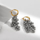 Silver Beads Tassel Hoop Earrings Detachable Pendientes Gift