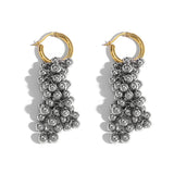 Silver Beads Tassel Hoop Earrings Detachable Pendientes Gift