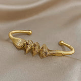 Chunky Twist Cuff Stainless Steel Bangle Statement Bracelet Women 18K Plated