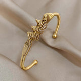 Chunky Twist Cuff Stainless Steel Bangle Statement Bracelet Women 18K Plated