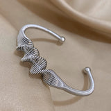 Chunky Twist Cuff Stainless Steel Bangle Statement Bracelet Women 18K Plated