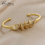 Chunky Twist Cuff Stainless Steel Bangle Statement Bracelet Women 18K Plated